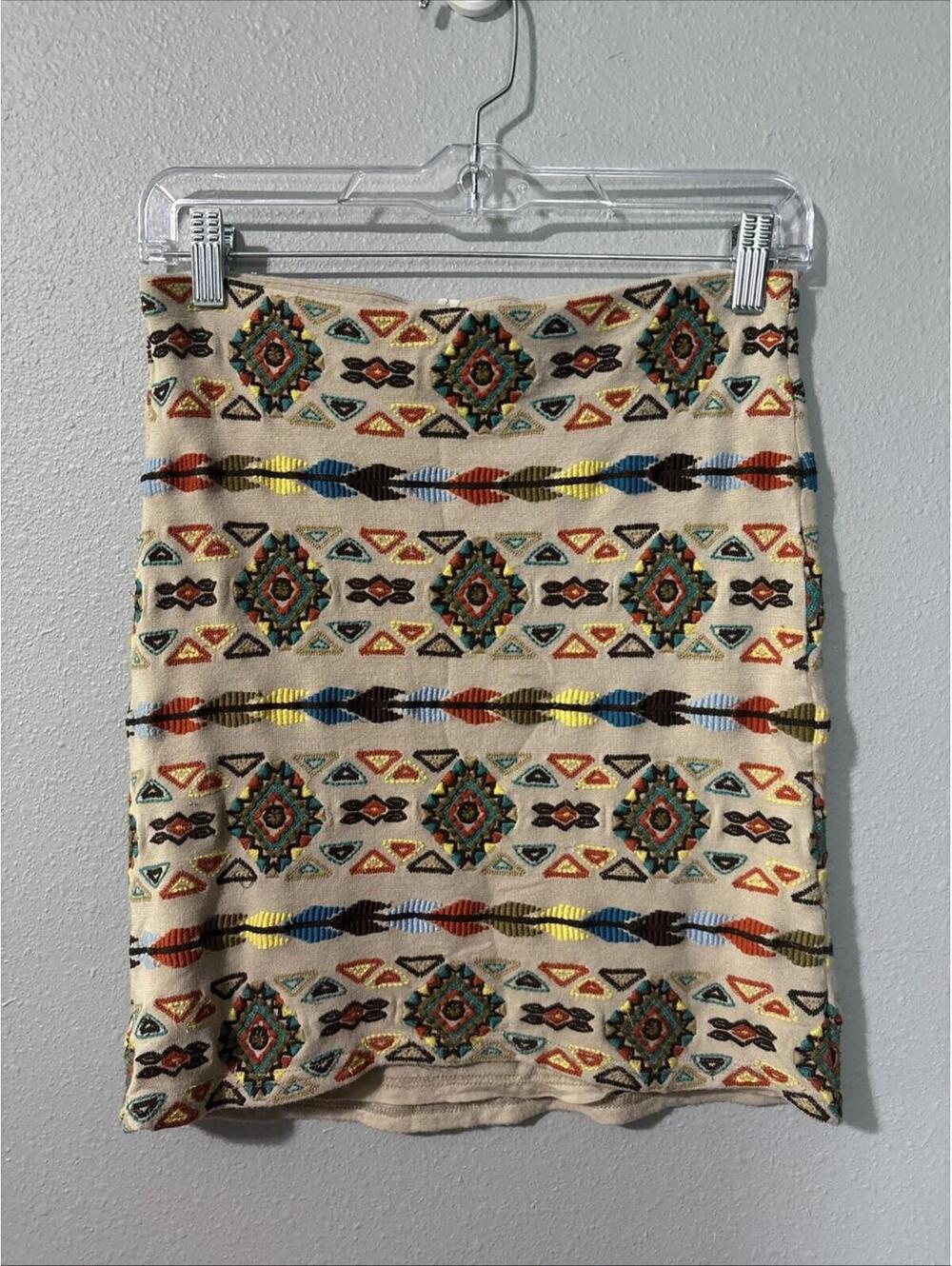 Willow and Clay Aztec Embroidered Mini Skirt Size Small Boho